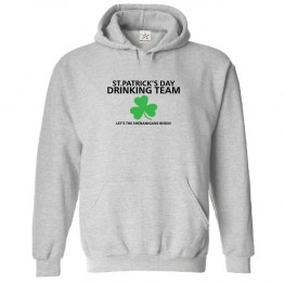St. Patrick's Day "Let The Shenanigans Begin" Shamrock Unisex Kids and Adults Pullover Hoodie									 									 																		 									 																		 									 									